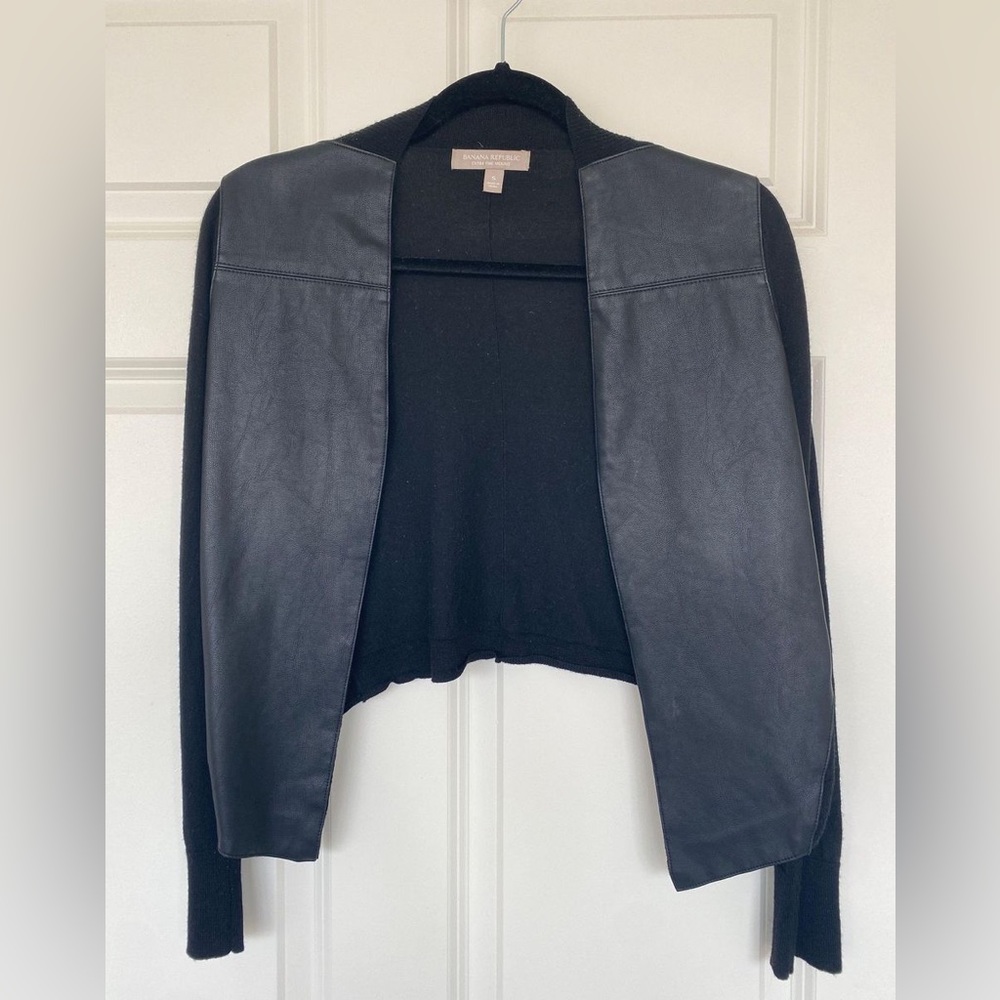 Banana Republic Merino Wool and Leather Sweater Jacket